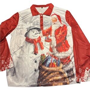 Red Santa Claus adult Large Shirt nwot